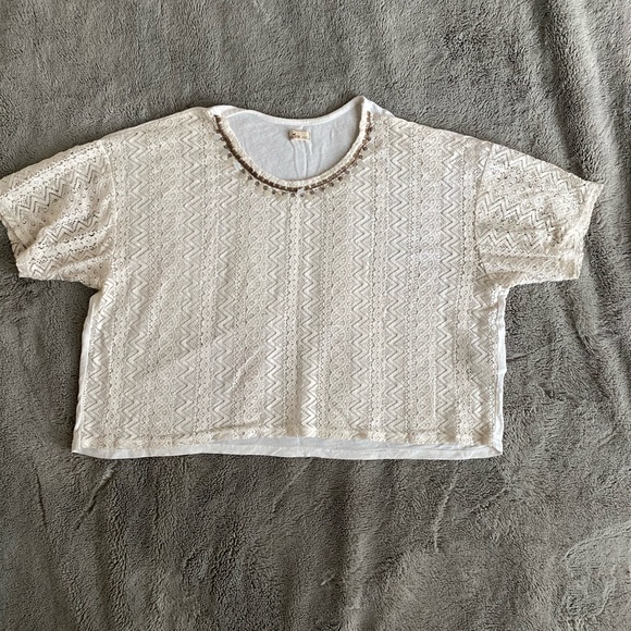Hollister Boho Lace Front Beaded Crop Top - Picture 1 of 3